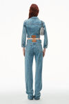 alexander wang clear hotfix ez - mid rise straight leg jean in denim vintage light indigo