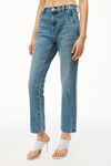 alexander wang og high-rise stovepipe jean in denim  vintage medium indigo