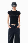 Alexander Wang black crystal hotfix logo cotton baby tee