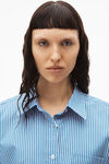 alexander wang apple boyfriend shirt in compact cotton blue/pink