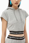 alexander wang cap sleeve hoodie in stretch corduroy  heather grey