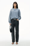 alexander wang puff logo sweatshirt in terry soft bluestone