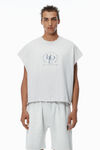 Alexander Wang light heather grey unisex distressed logo oversized cotton muscle tee