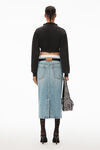 alexander wang 柔软羊毛羊绒短款开衫 charcoal melange