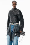 Alexander Wang black black glossy leather cropped moto jacket