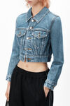 alexander wang shrunken trucker jacket in denim vintage medium indigo