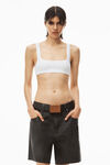 alexander wang bikini top in textured jacquard jersey white