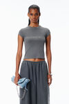 Alexander Wang grey crystal hotfix logo cotton baby tee