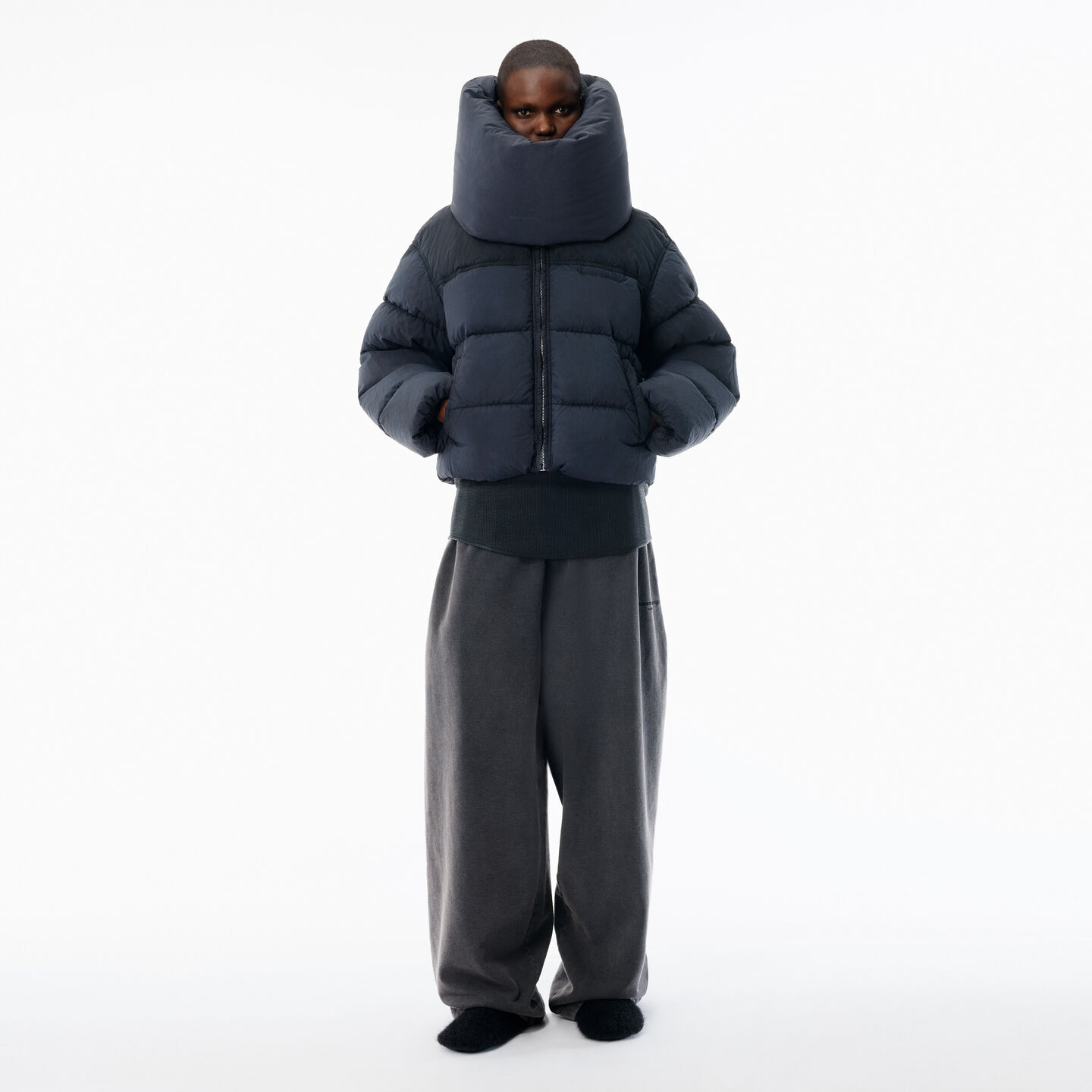 Alexander Wang Graphite Matte Nylon Puffer Jacket