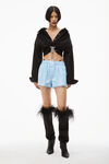 alexander wang cropped button up in cotton poplin black