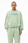 alexander wang fu dog graphic pullover in terry mint