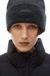 Alexander Wang charcoal dome logo beanie in ribbed wool stretch