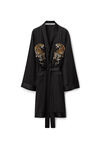 alexander wang tiger embroidery robe in silk charmeuse black
