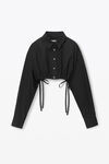 alexander wang cropped button down in compact cotton black