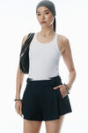 Alexander Wang navy box-pleated workwear-inspired short