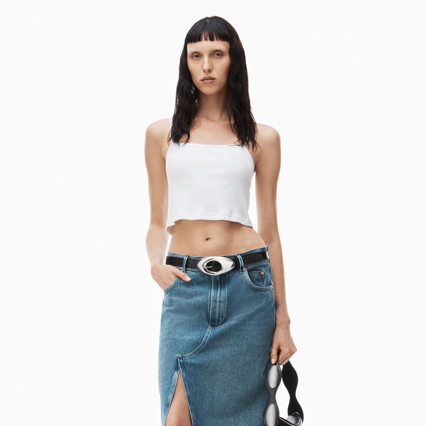 Alexander Wang Cami Cotton Crop Top In White