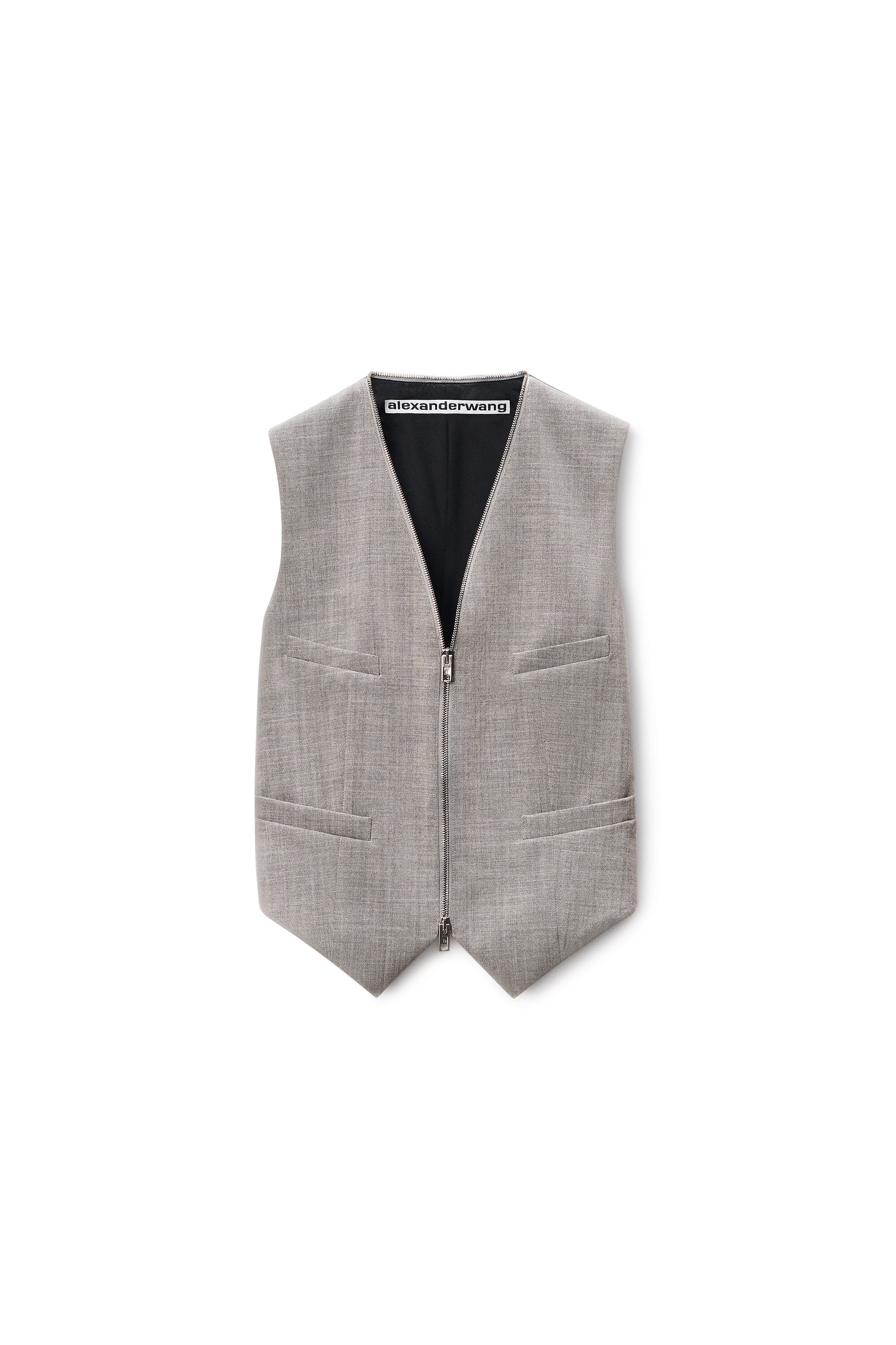Tailored Vest with Wraparound Zipper in LIGHT HEATHER GREY