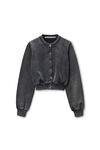 Alexander Wang washed black black cotton terry shrunken cardigan