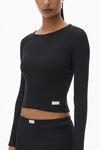 Alexander Wang black crystal hotfix long sleeve crewneck tee