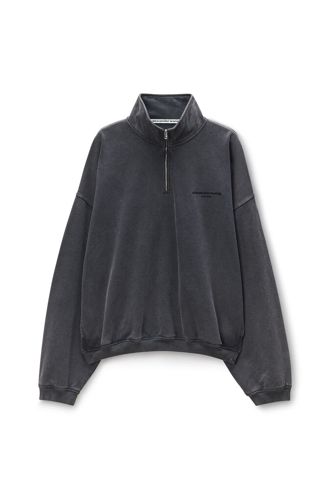 Alexander Wang Grey Half-zip Sweatshirt In Gray