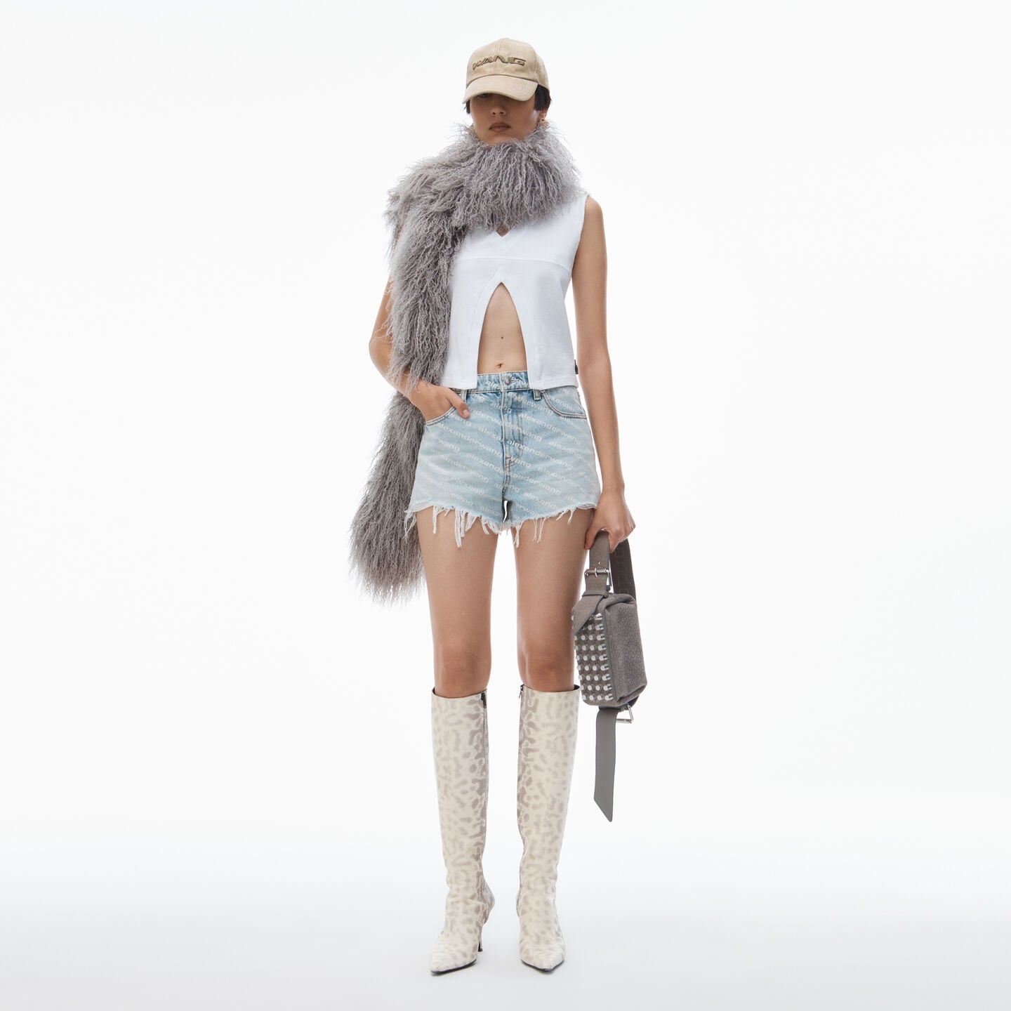 Alexander Wang Bite High Waisted Denim Shorts In Nude