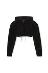 alexander wang 丝绒短款拉链连帽衫 black