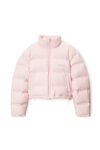 alexander wang cropped puffer coat with reflective logo light pink