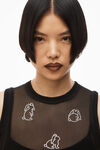 alexander wang 薄纱网眼烫钻短款背心上衣 black
