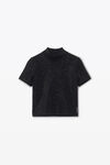 Alexander Wang black crystal hotfix mock neck top