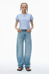 Alexander Wang washed pale blue puff logo shrunken tee in cotton jersey
