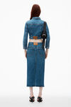 Alexander Wang deep blue midi pencil skirt in comfort stretch denim