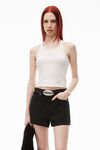 alexander wang shorty high-rise short in denim washed black
