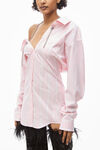 alexander wang 棉质府绸露肩衬衫连衣裙 light pink/white