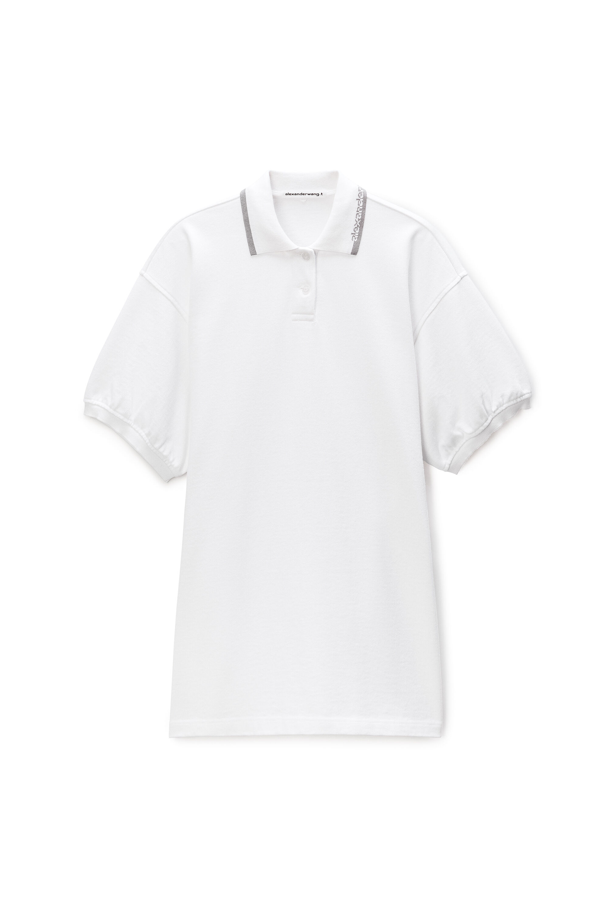 Relaxed Polo Cotton Minidress in WHITE | alexanderwang®