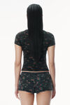Alexander Wang washed black multi 花卉图案低圆领 t 恤