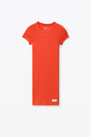 Alexander Wang fiery red short-sleeve loungewear dress in ribbed cotton