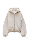 Alexander Wang washed khaki crystal hotifx zip-up hoodie in cotton blend