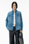 Alexander Wang vintage marbled blue 做旧效果大理石蓝牛仔布折痕衬衫
