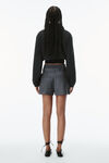 Alexander Wang grey pinstripe pre-styled pleated short with boxer waistband