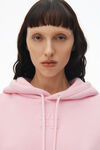 alexander wang puff logo hoodie in terry soft candy pink