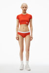 Alexander Wang fiery red 罗纹平纹针织布短款短袖 t 恤