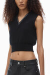 Alexander Wang black logo-knit vest with leather tubular trim