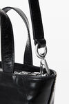 Alexander Wang black punch mini tote bag in crackle patent leather