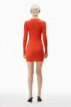 Alexander Wang fiery red long sleeve loungewear dress in ribbed cotton jersey