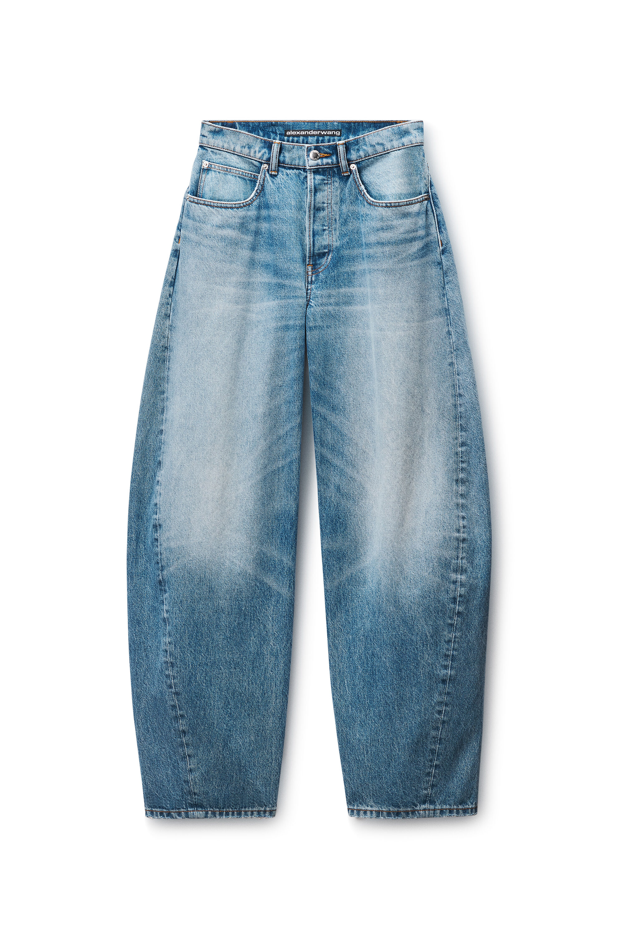 Distressed Logo Blow Up Jean in AUTHENTIC LIGHT INDIGO