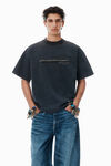Alexander Wang washed black schwarzes oversize-t-shirt aus baumwollmischgewebe