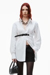 alexander wang button down belted tunic in cotton white
