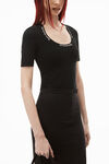 alexander wang logo jacquard short-sleeve tee in stretch knit black
