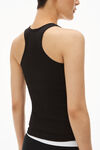 alexander wang racerback tank in ribbed cotton black