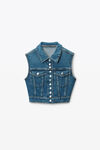 Alexander Wang deep blue cropped trucker vest in comfort-stretch denim